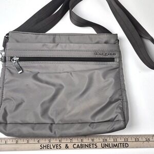 Hedgren Taupe Gray Nylon Crossbody Adjustable Strap Multi Pocket Travel Purse